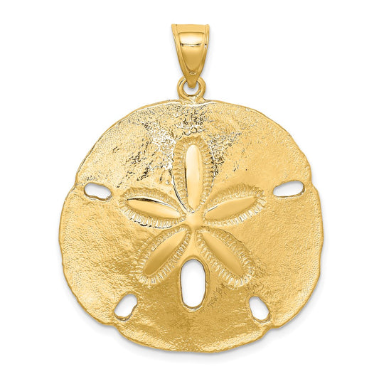 14k Yellow Gold Polished Sand Dollar Charm