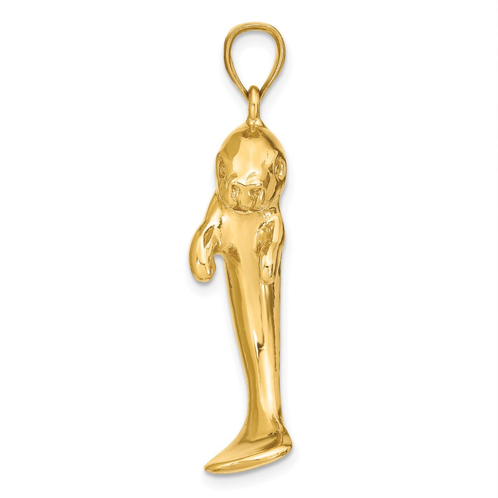 14k Yellow Gold 2-D Polished Single Manatee Charm