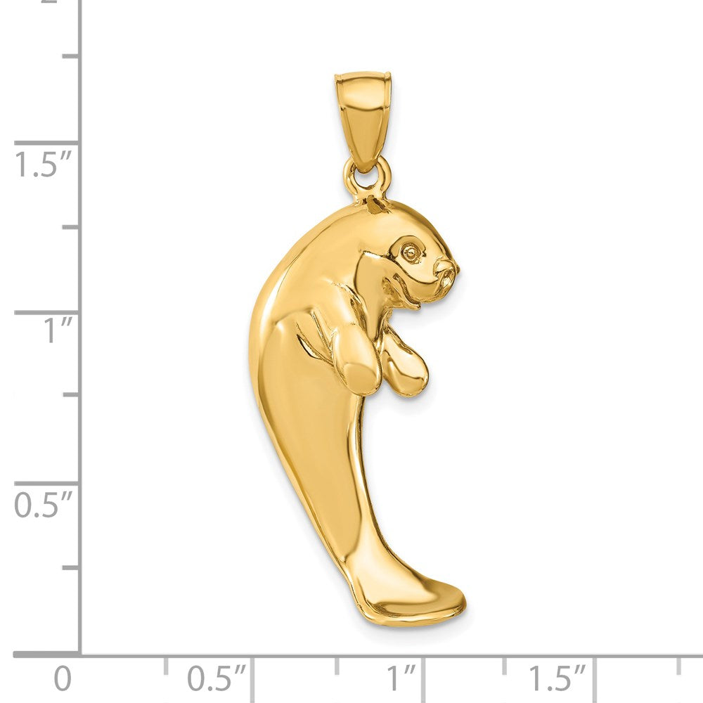 14k Yellow Gold 2-D Polished Single Manatee Charm