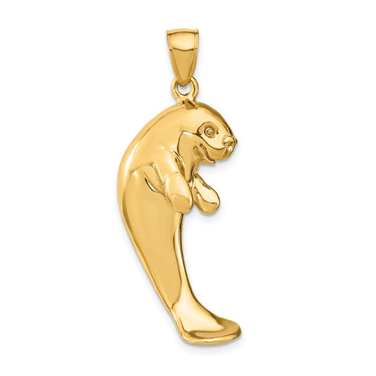 14k Yellow Gold 2-D Polished Single Manatee Charm