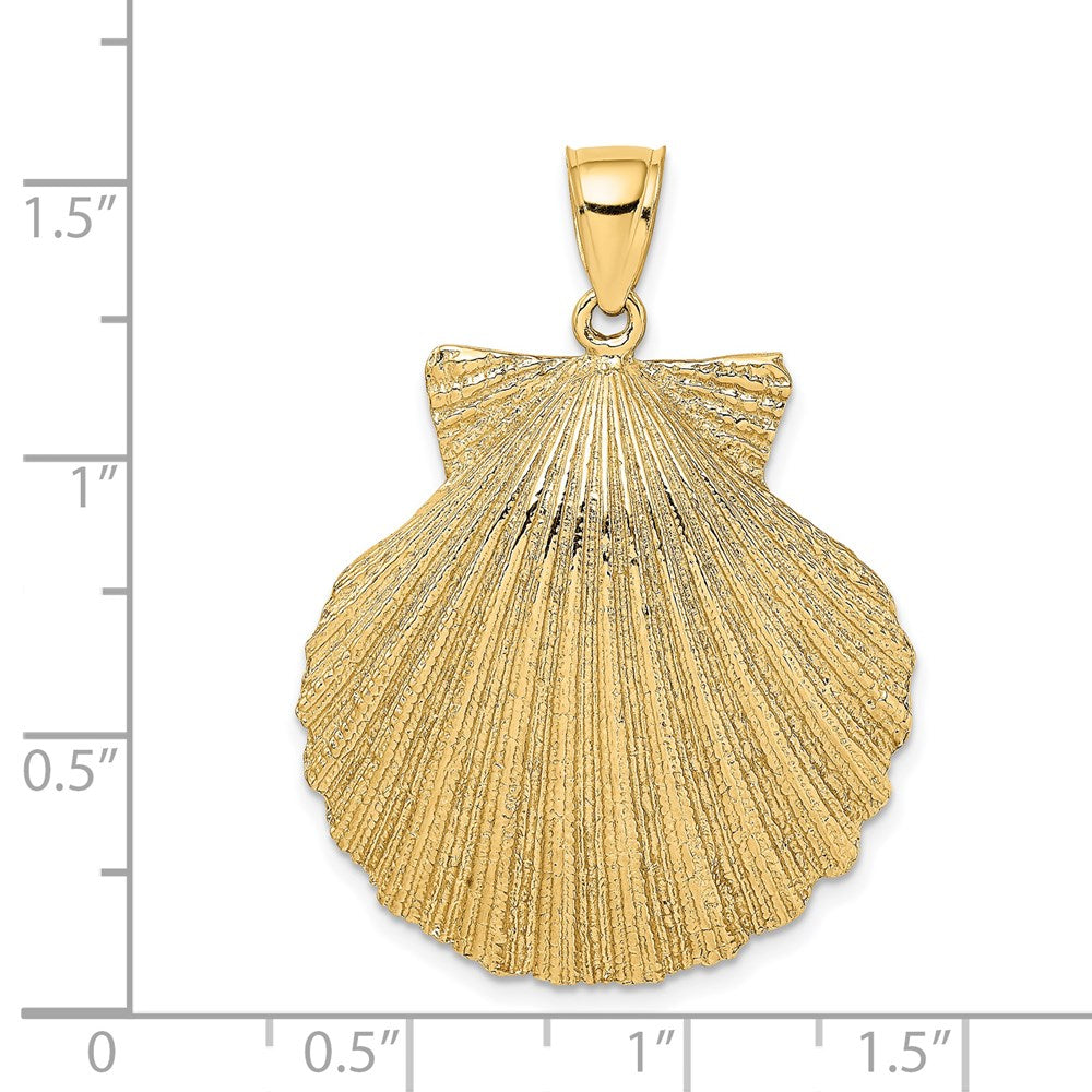 14k Yellow Gold Textured Scallop Shell Charm