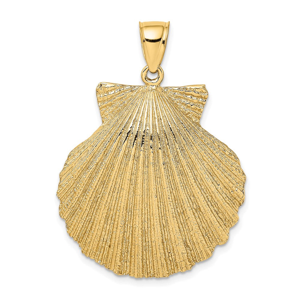 14k Yellow Gold Textured Scallop Shell Charm