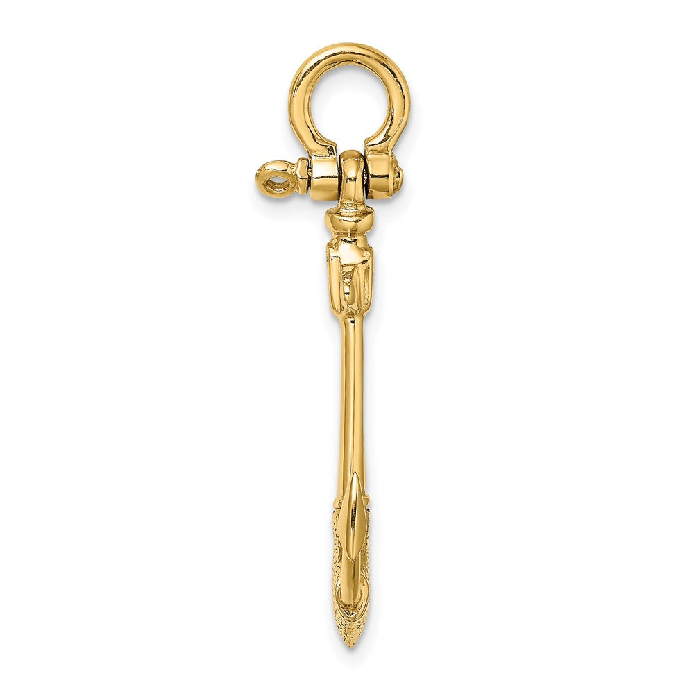 14k Yellow Gold 3-D Texture Anchor Charm