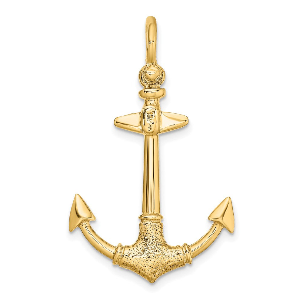 14k Yellow Gold 3-D Texture Anchor Charm