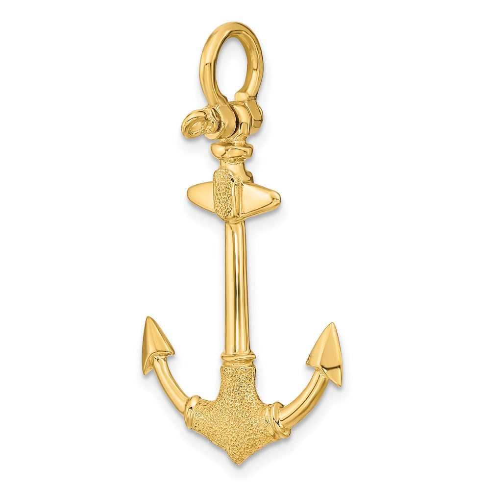 14k Yellow Gold 3-D Texture Anchor Charm