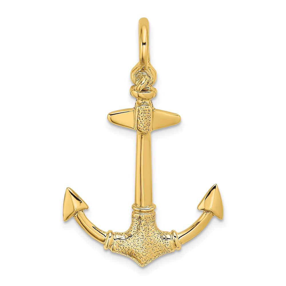 14k Yellow Gold 3-D Texture Anchor Charm