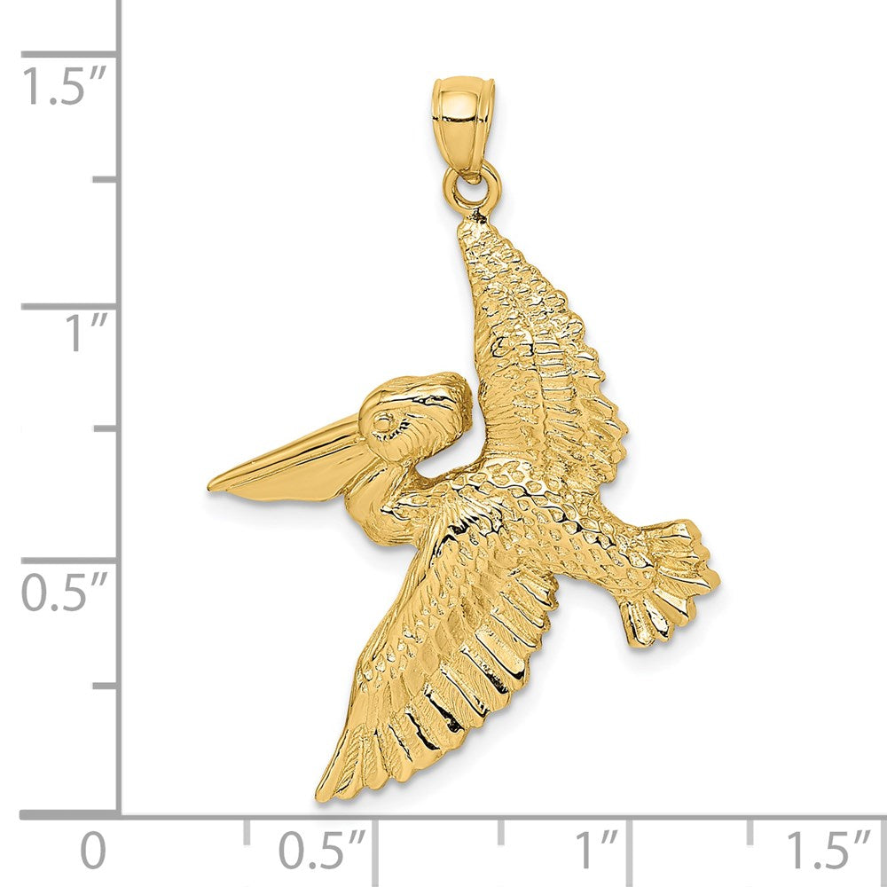 14k Yellow Gold Flying Pelican Charm