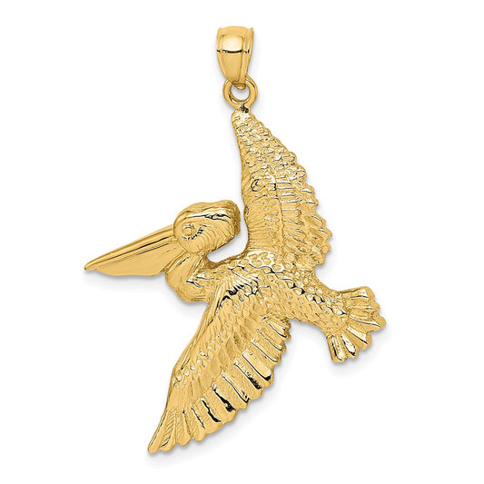 14k Yellow Gold Flying Pelican Charm