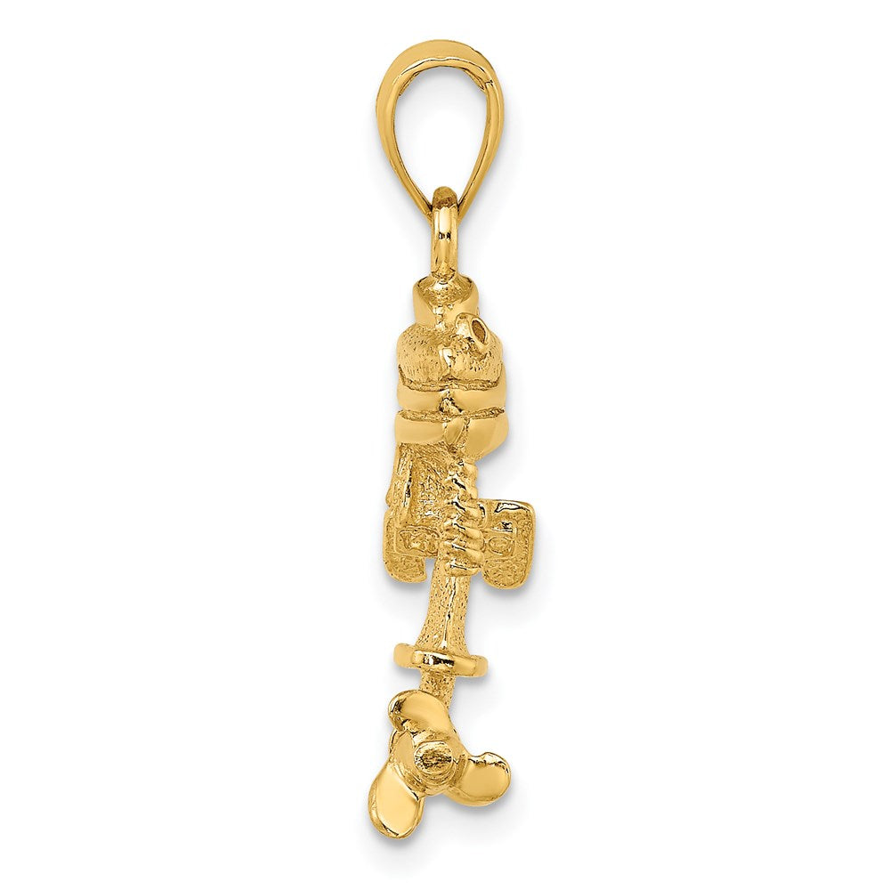 14k Yellow Gold 3-D Moveable Boat Engine Charm