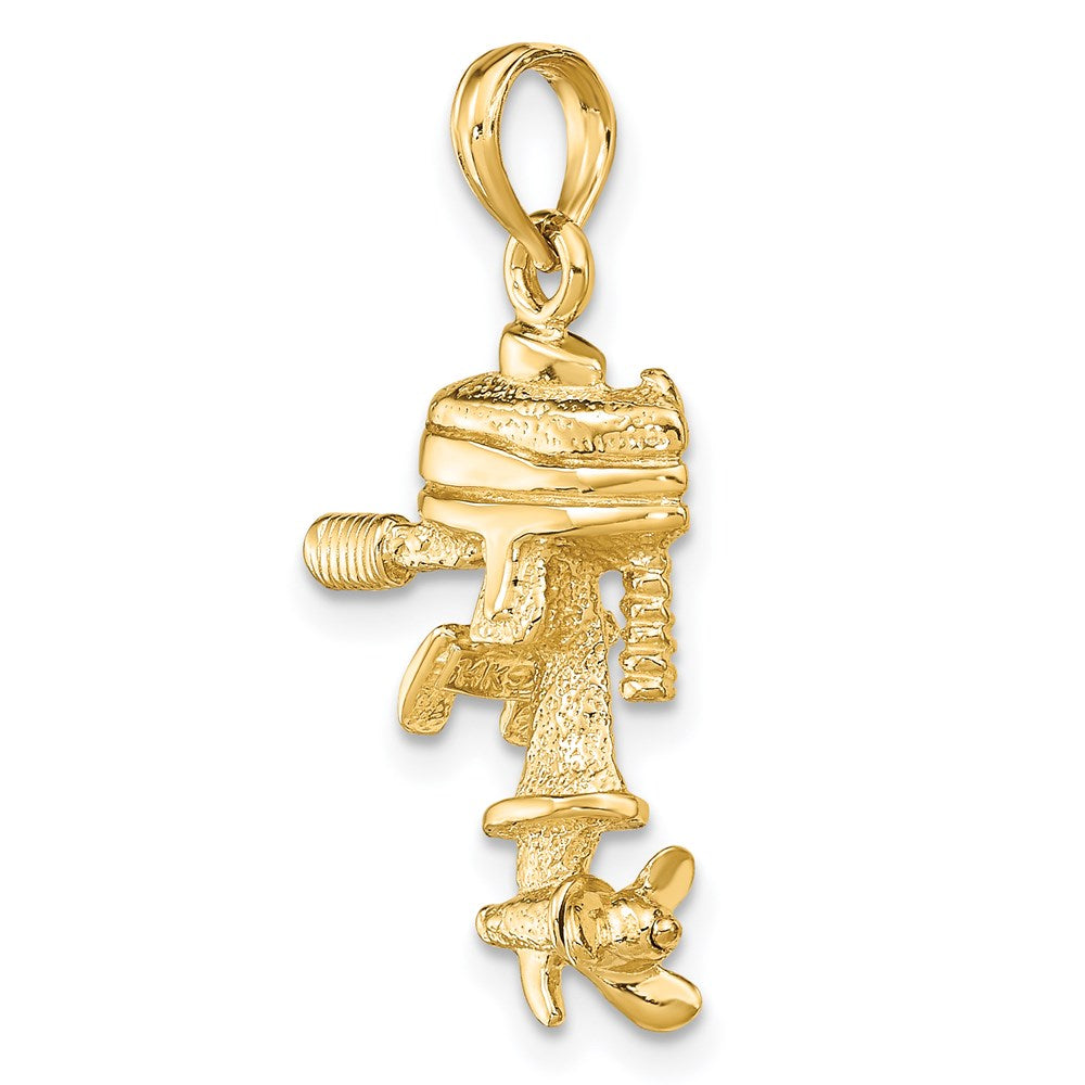 14k Yellow Gold 3-D Moveable Boat Engine Charm