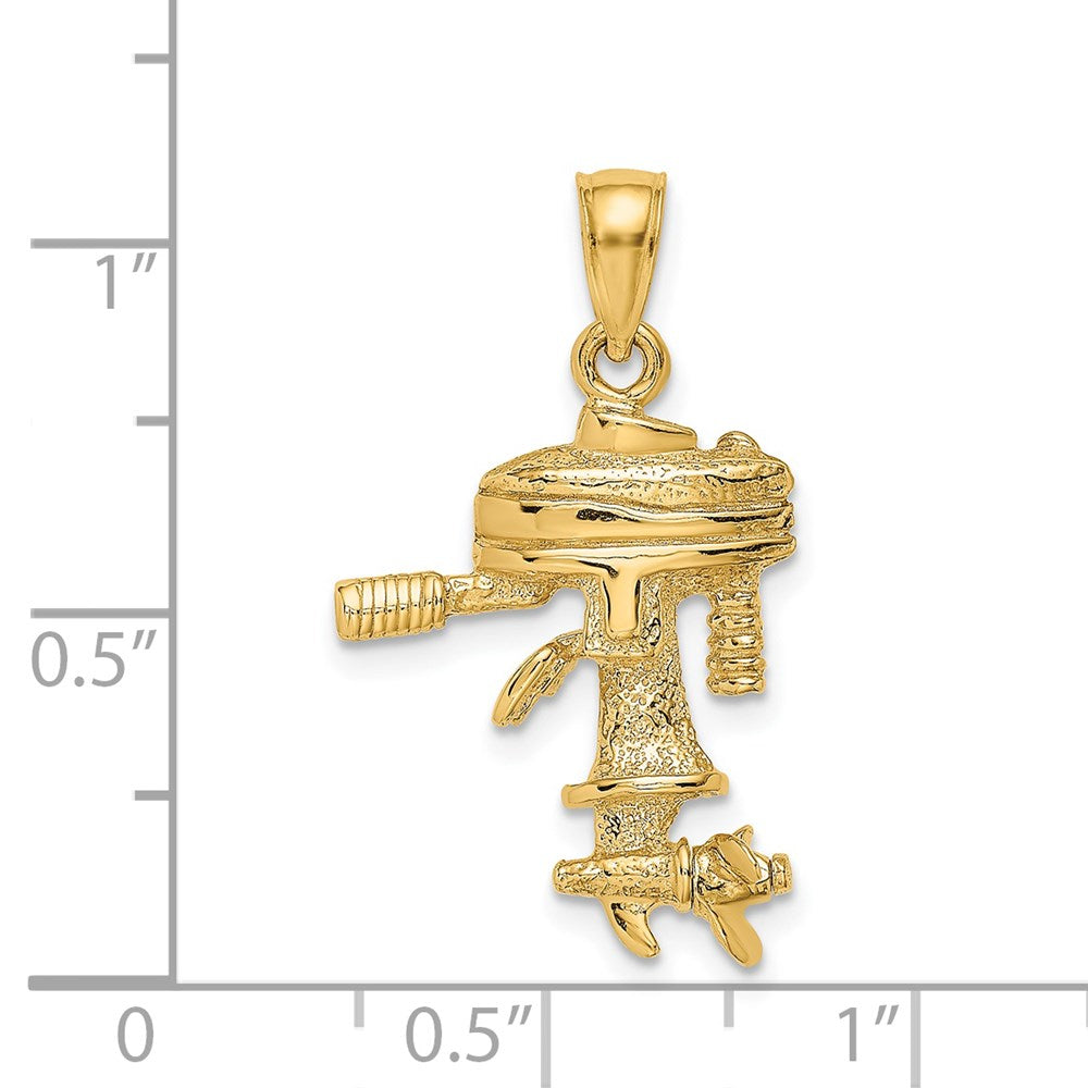 14k Yellow Gold 3-D Moveable Boat Engine Charm