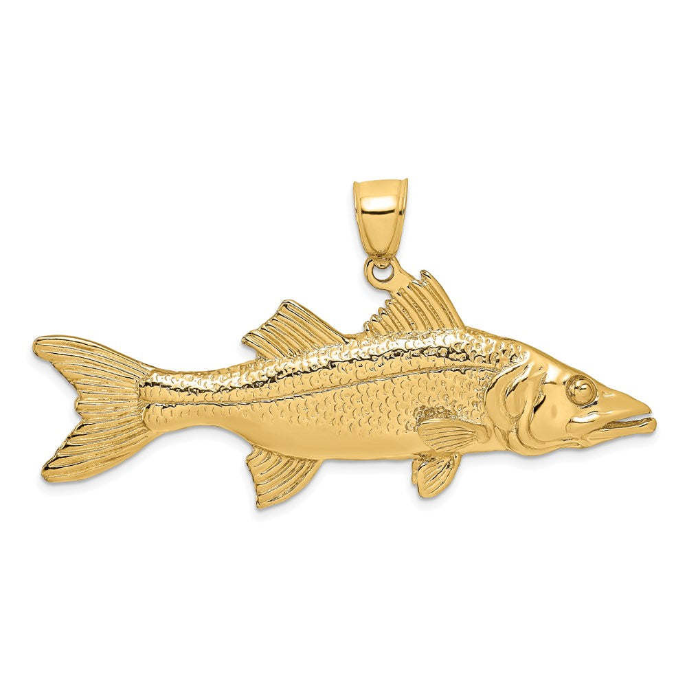 14k Yellow Gold 3-D Snook Fish Charm