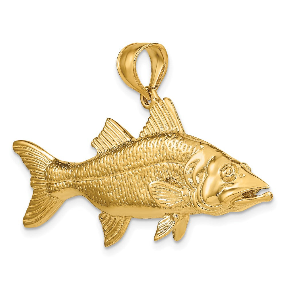 14k Yellow Gold 3-D Snook Fish Charm