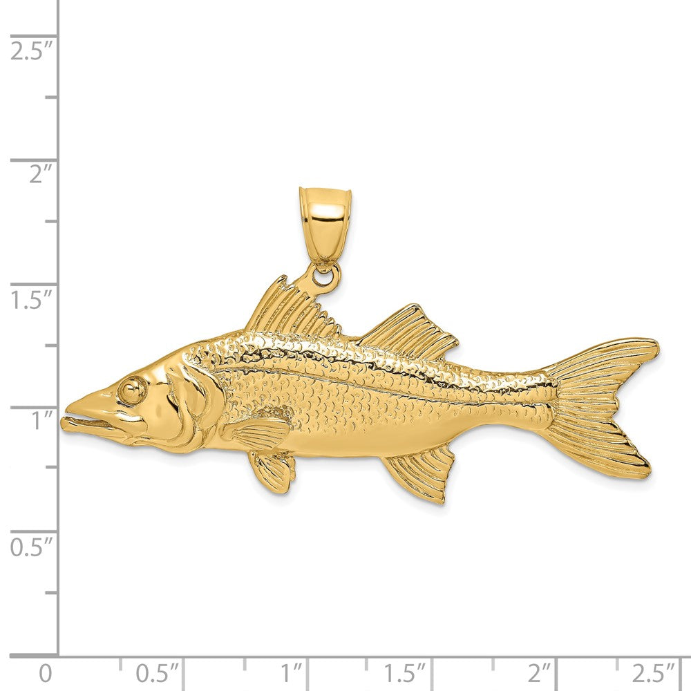 14k Yellow Gold 3-D Snook Fish Charm