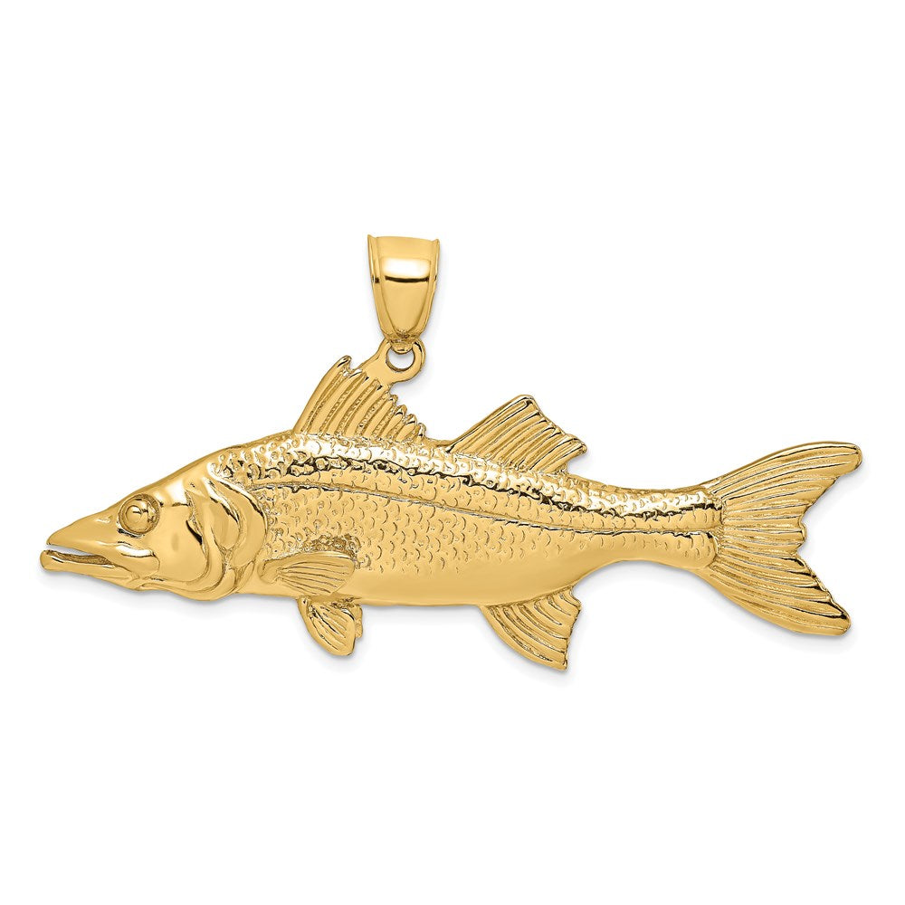 14k Yellow Gold 3-D Snook Fish Charm