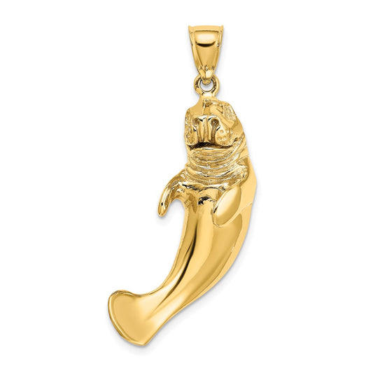 14k Yellow Gold 3-D Polished Manatee Charm