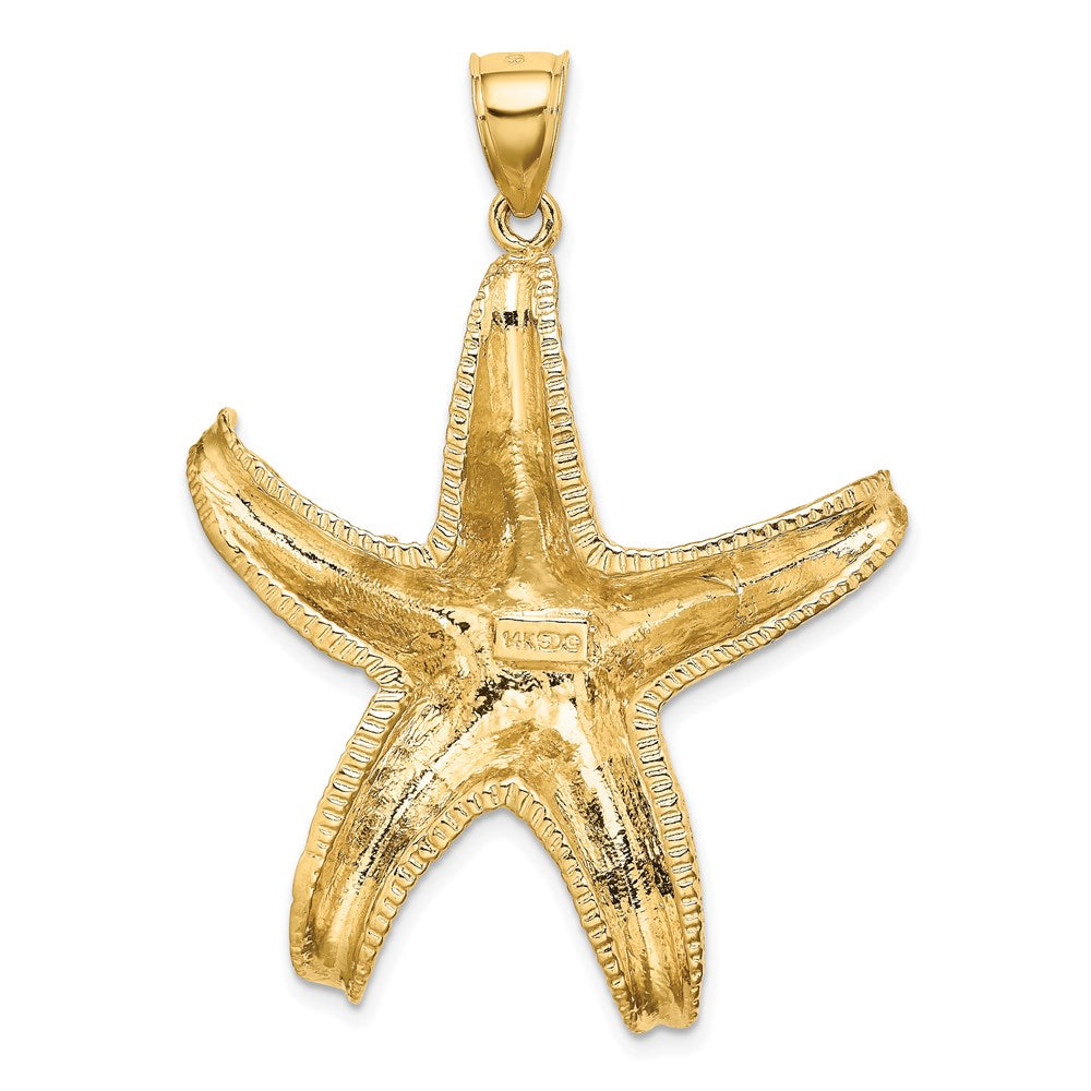 14k Yellow Gold Textured Large Starfish Charm