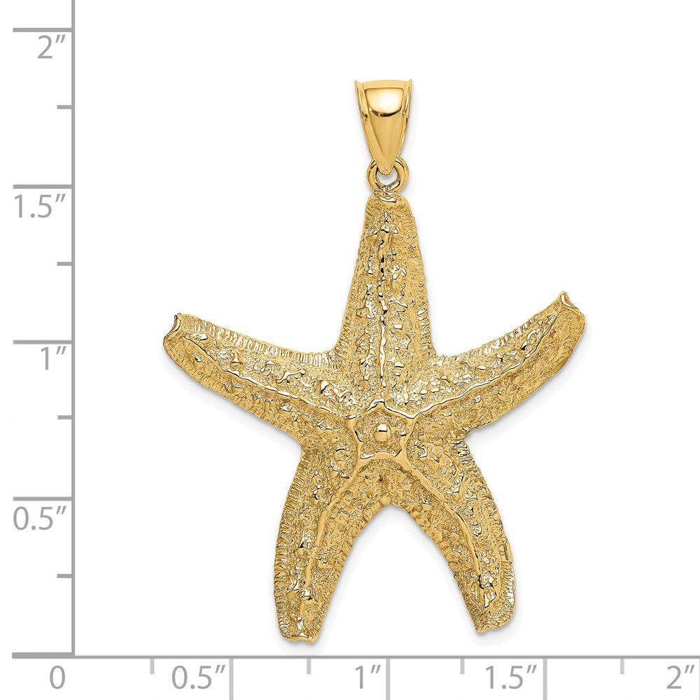 14k Yellow Gold Textured Large Starfish Charm