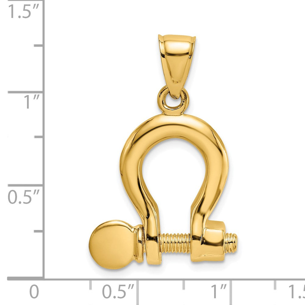 14k Yellow Gold 3-D Large Shackle Charm