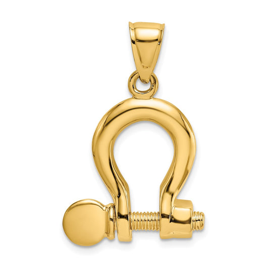 14k Yellow Gold 3-D Large Shackle Charm