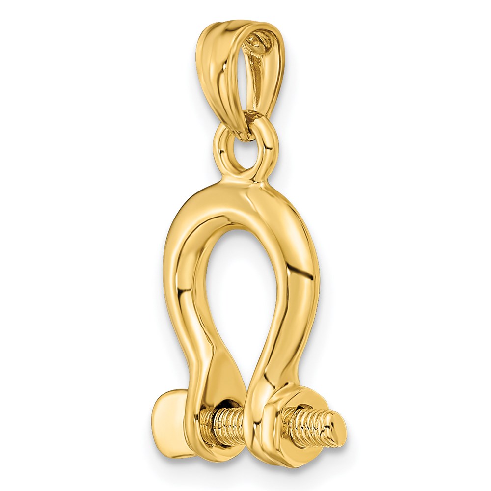 14k Yellow Gold 3-D Medium Shackle Link Screw Charm