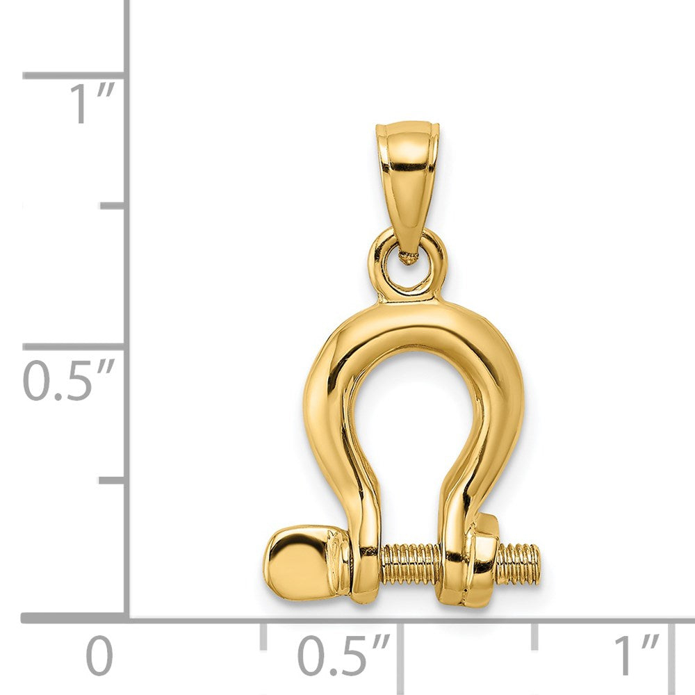 14k Yellow Gold 3-D Medium Shackle Link Screw Charm