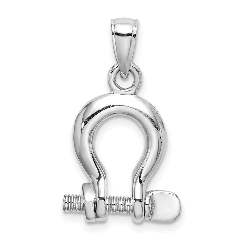 14k White Gold 3-D Medium Shackle Link Screw Charm