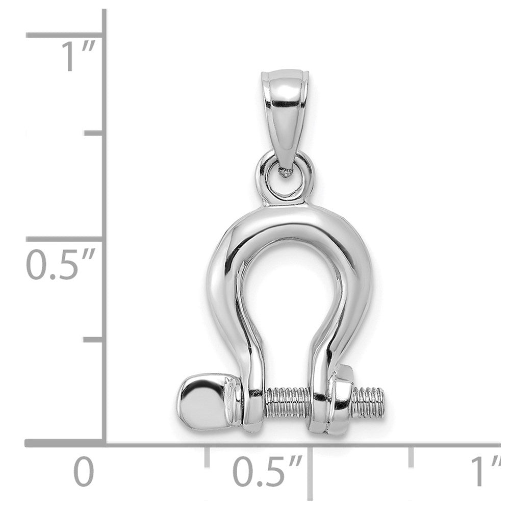 14k White Gold 3-D Medium Shackle Link Screw Charm