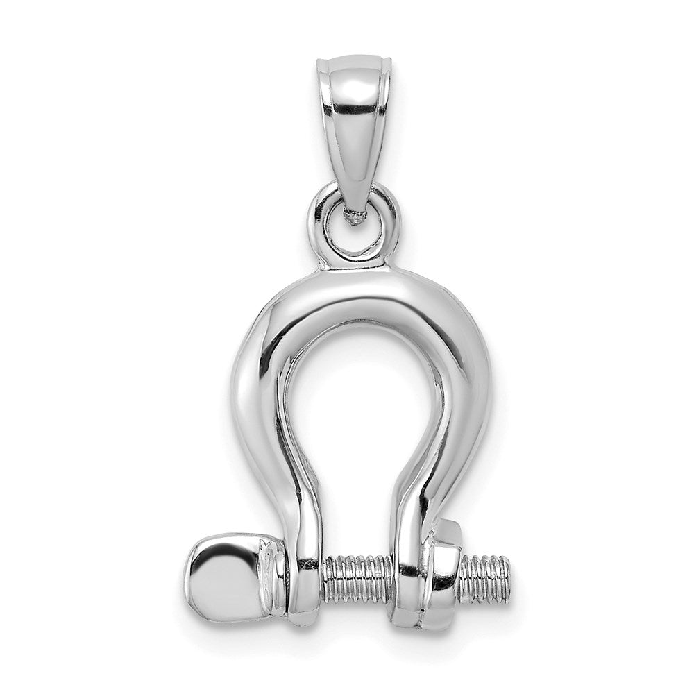 14k White Gold 3-D Medium Shackle Link Screw Charm