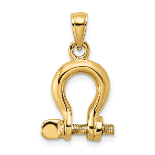 14k Yellow Gold 3-D Medium Shackle Link Screw Charm