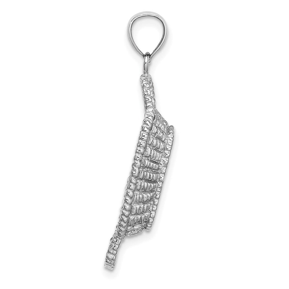 14k White Gold 3-D 2 Handles Rectangular Basket Charm