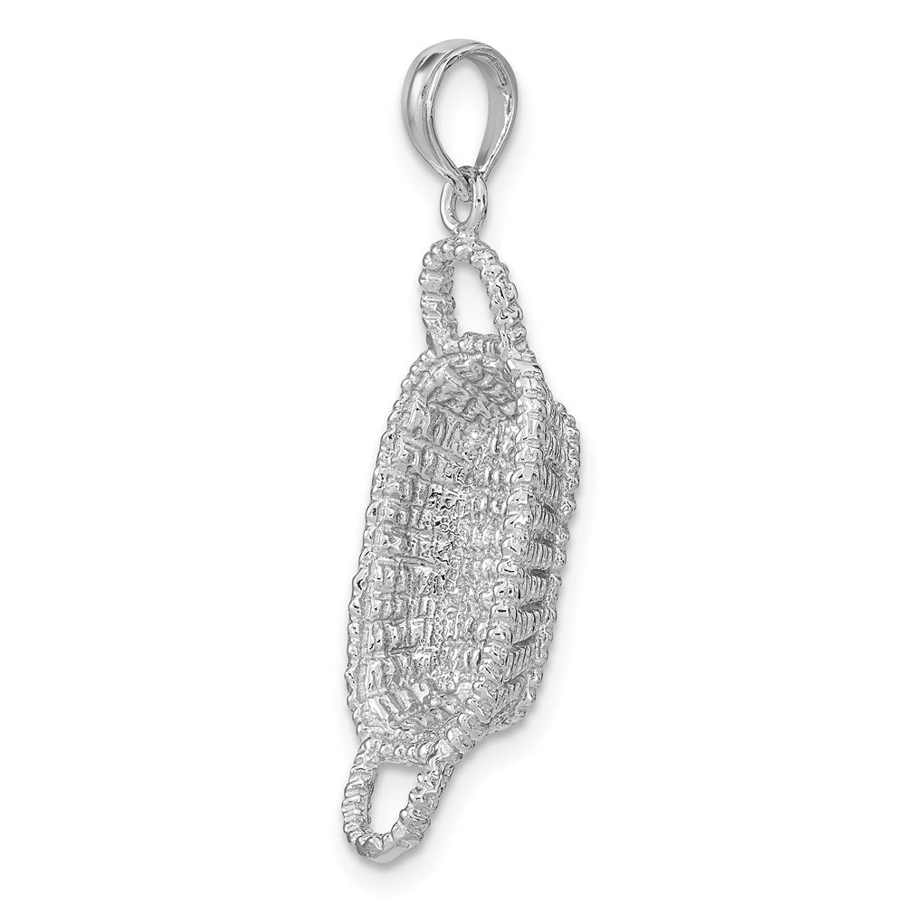 14k White Gold 3-D 2 Handles Rectangular Basket Charm