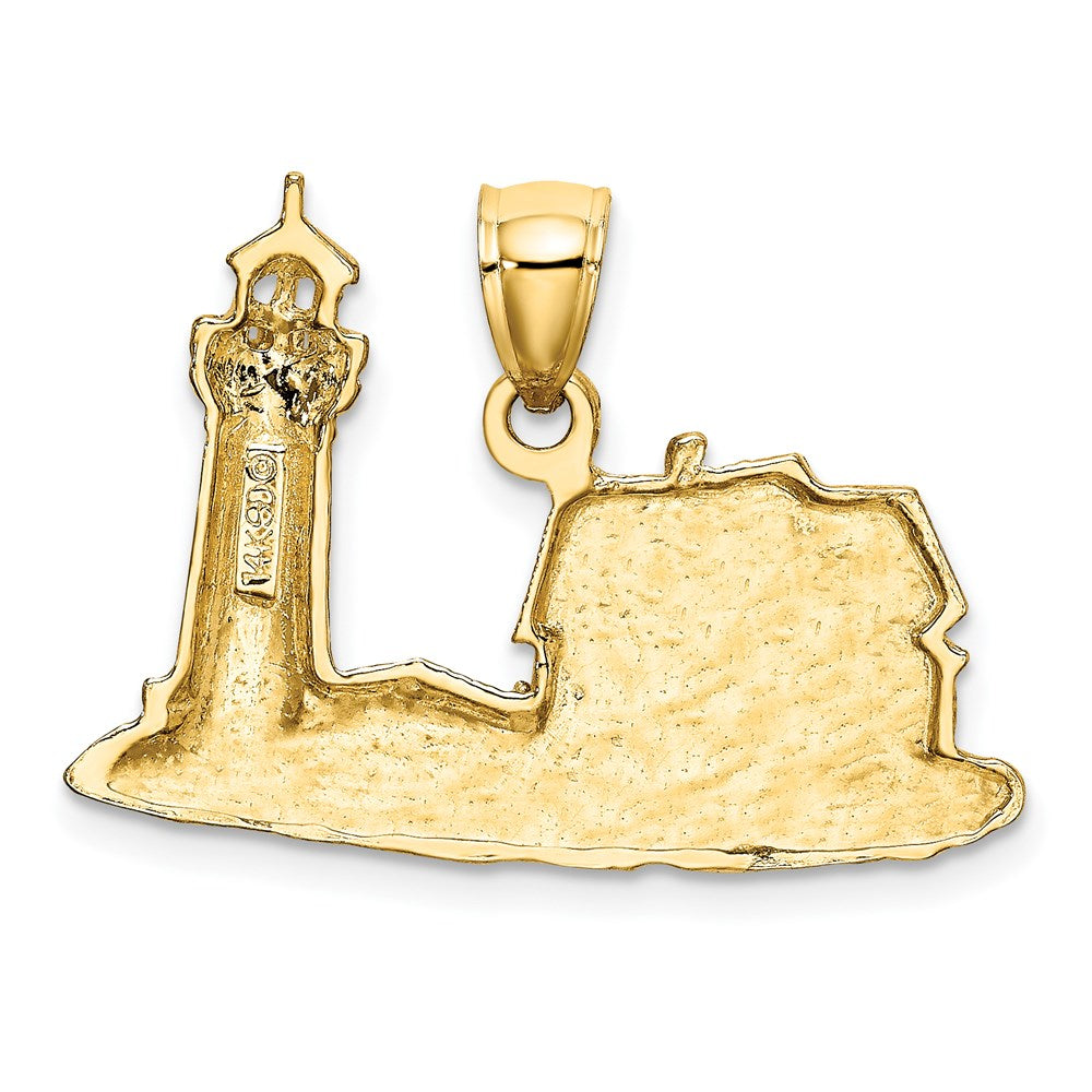 14k Yellow Gold 2-D Nubble Lighthouse Charm