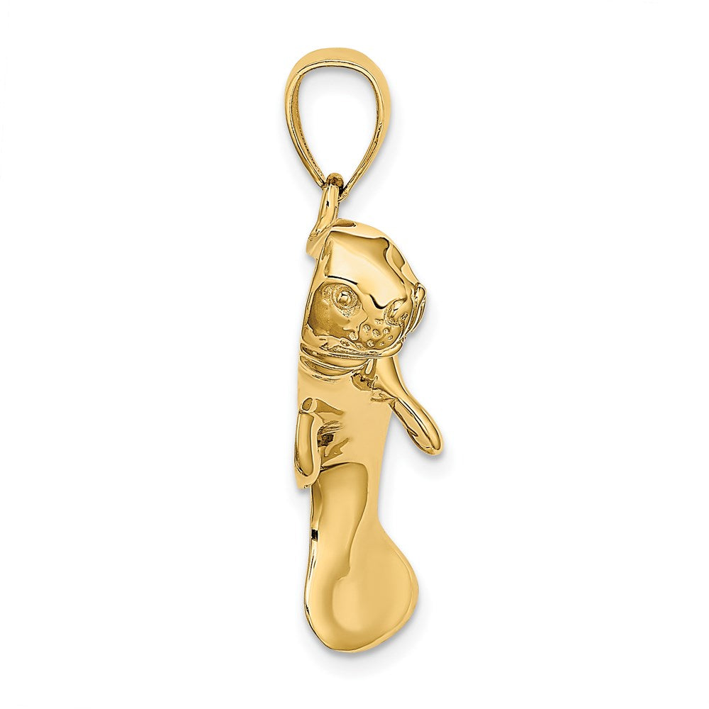 14k Yellow Gold 2-D /Polished Swimming Manatee Charm