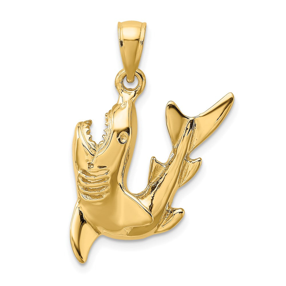 14k Yellow Gold 2-D Polished Shark Charm