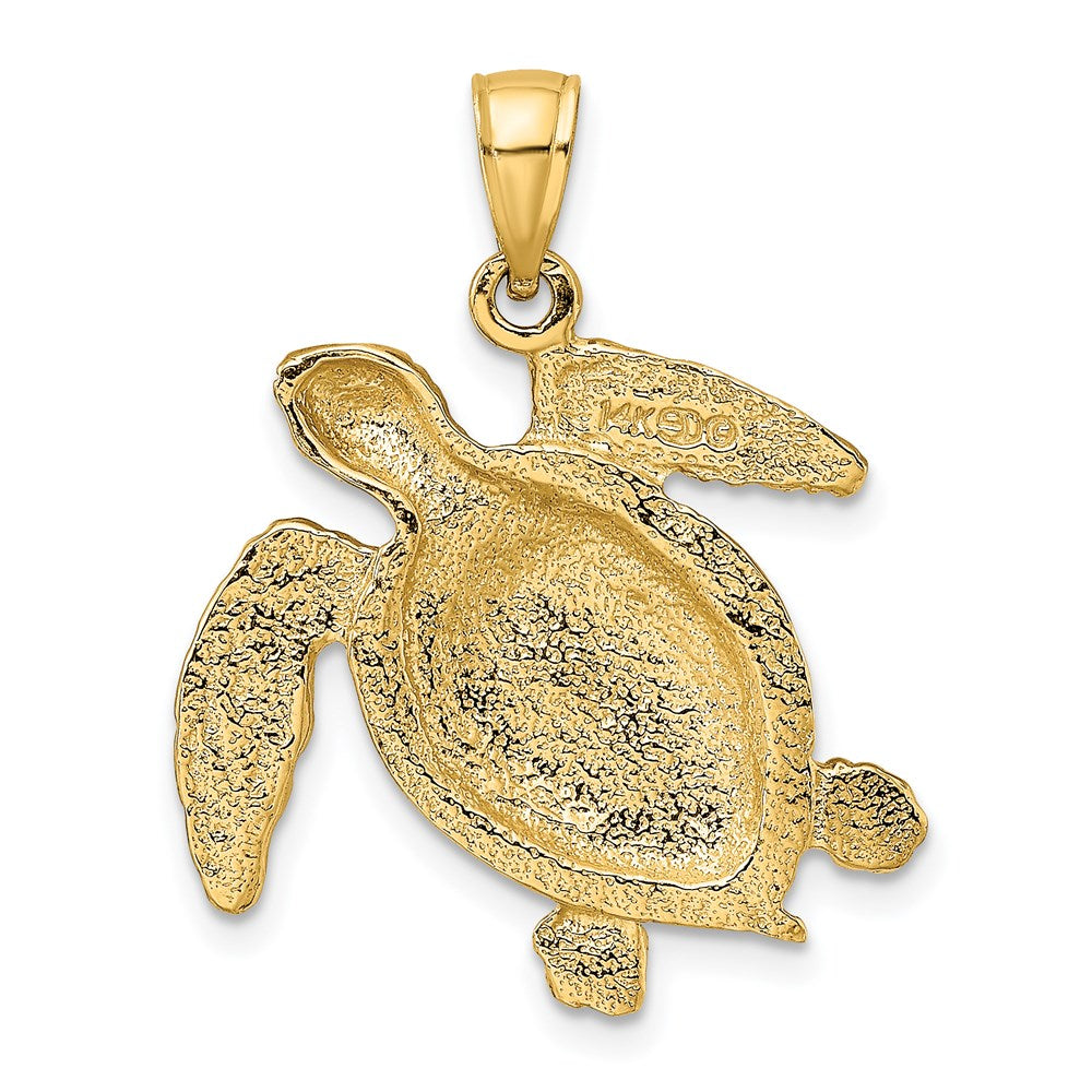 14k Yellow Gold Swimming Sea Turtle Charm