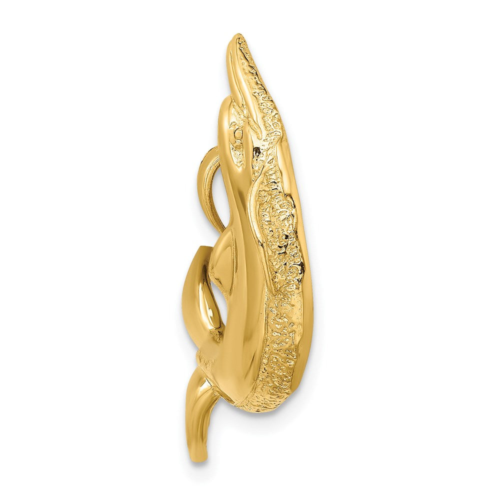 14k Yellow Gold Polished Textured Dolphin Charm