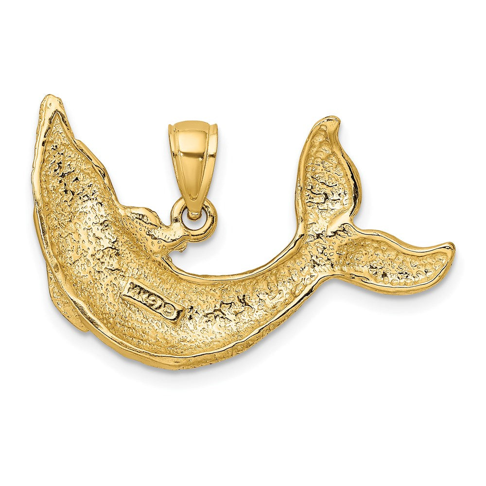 14k Yellow Gold Polished Textured Dolphin Charm