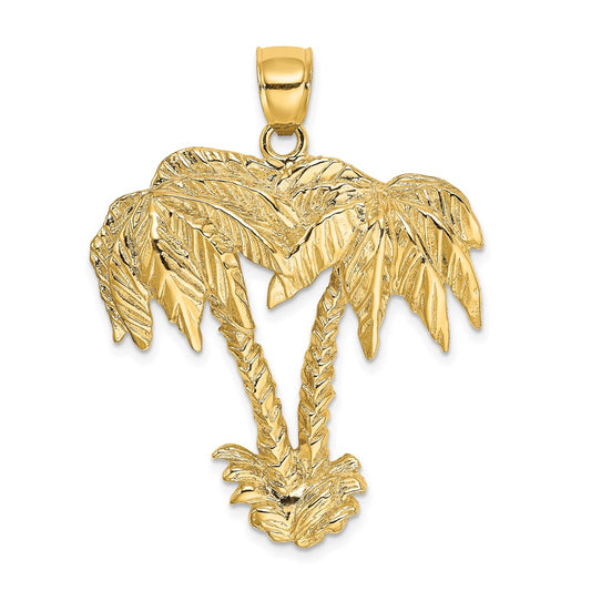 14k Yellow Gold 2-D Double Palm Trees Charm