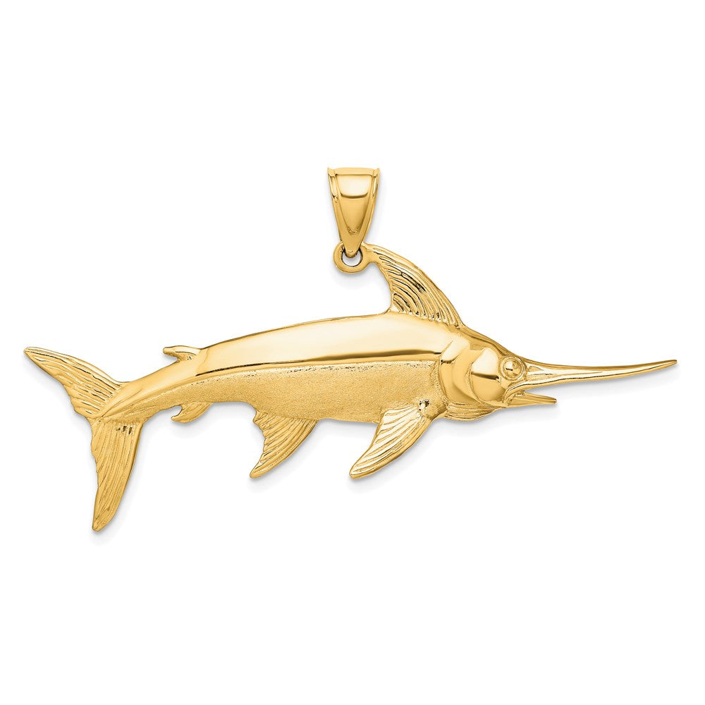 14k Yellow Gold 3-D Polished/Satin Swordfish Charm