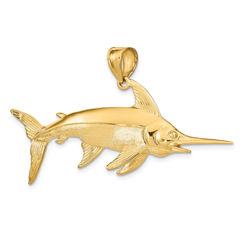 14k Yellow Gold 3-D Polished/Satin Swordfish Charm