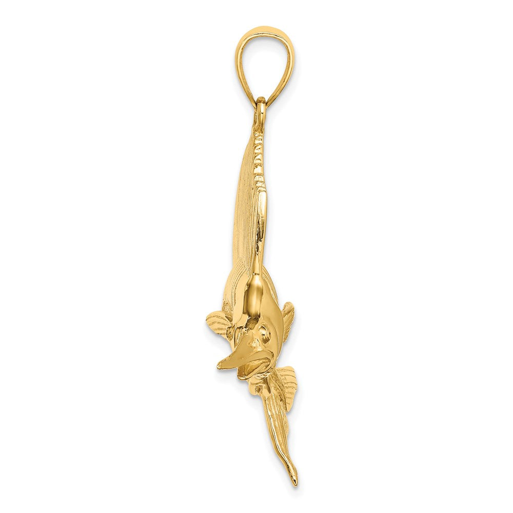 14k Yellow Gold 3-D Polished/Satin Sailfish Charm