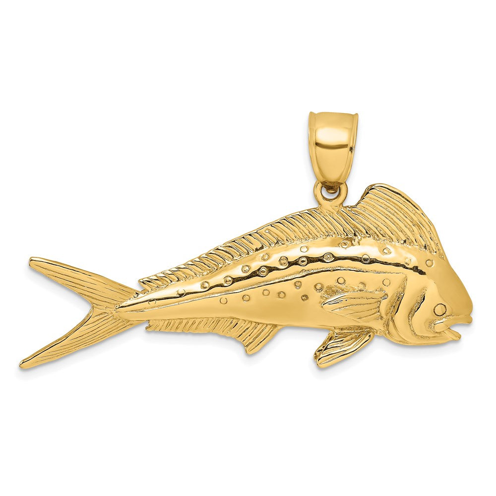 14k Yellow Gold 3-D Female Dorado (Mahi-Mahi) Charm