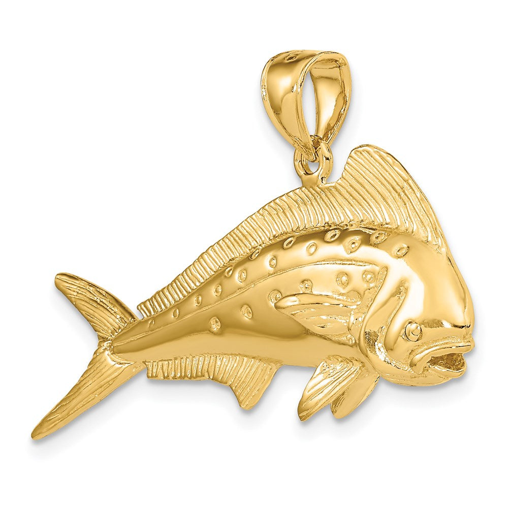 14k Yellow Gold 3-D Female Dorado (Mahi-Mahi) Charm