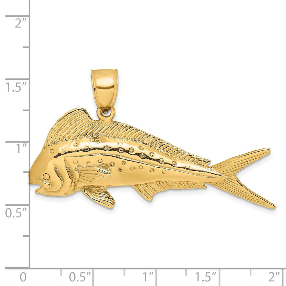 14k Yellow Gold 3-D Female Dorado (Mahi-Mahi) Charm