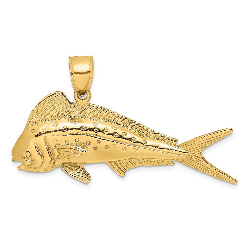 14k Yellow Gold 3-D Female Dorado (Mahi-Mahi) Charm