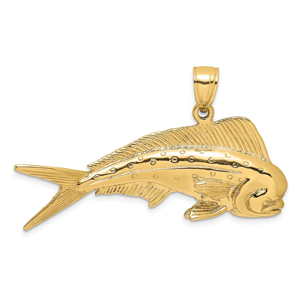 14k Yellow Gold 3-D Male Dorado (Mahi-Mahi) Charm