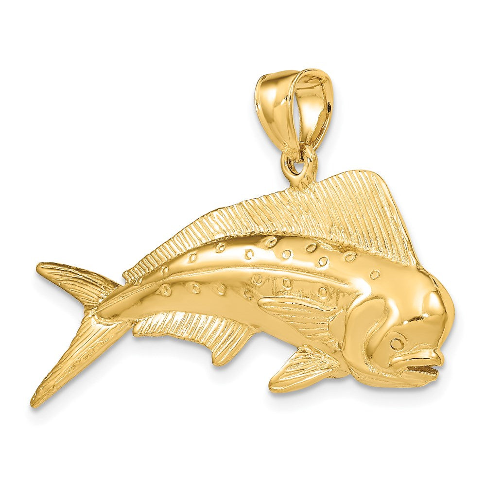 14k Yellow Gold 3-D Male Dorado (Mahi-Mahi) Charm