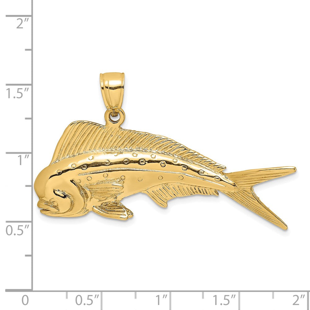 14k Yellow Gold 3-D Male Dorado (Mahi-Mahi) Charm