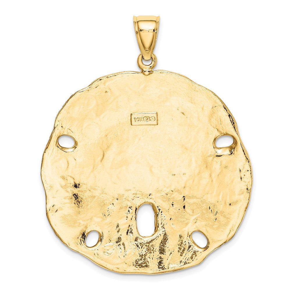 14k Yellow Gold Polished Large Sand Dollar Charm